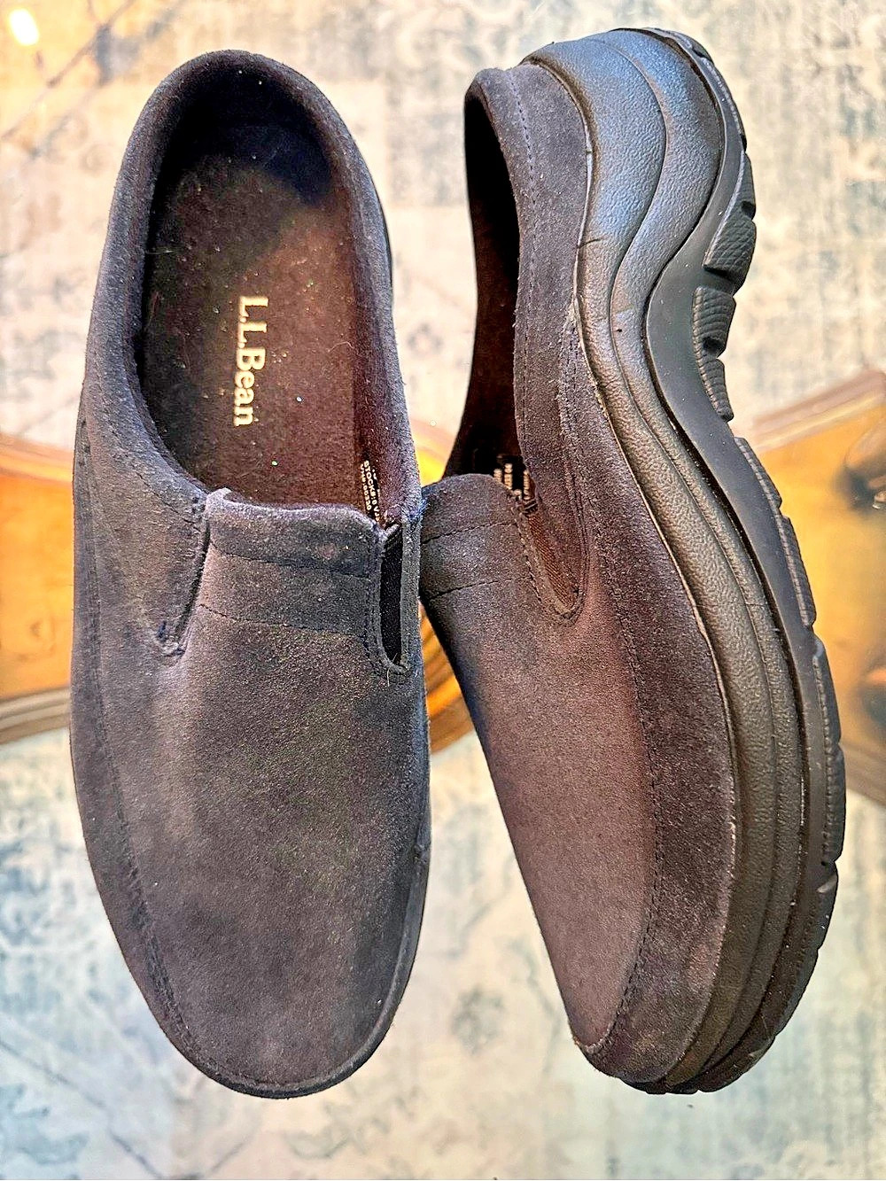 L.L. Bean Suede Comfort Slip-On Shoes Black Granola Chic Gorpcore Women's 10